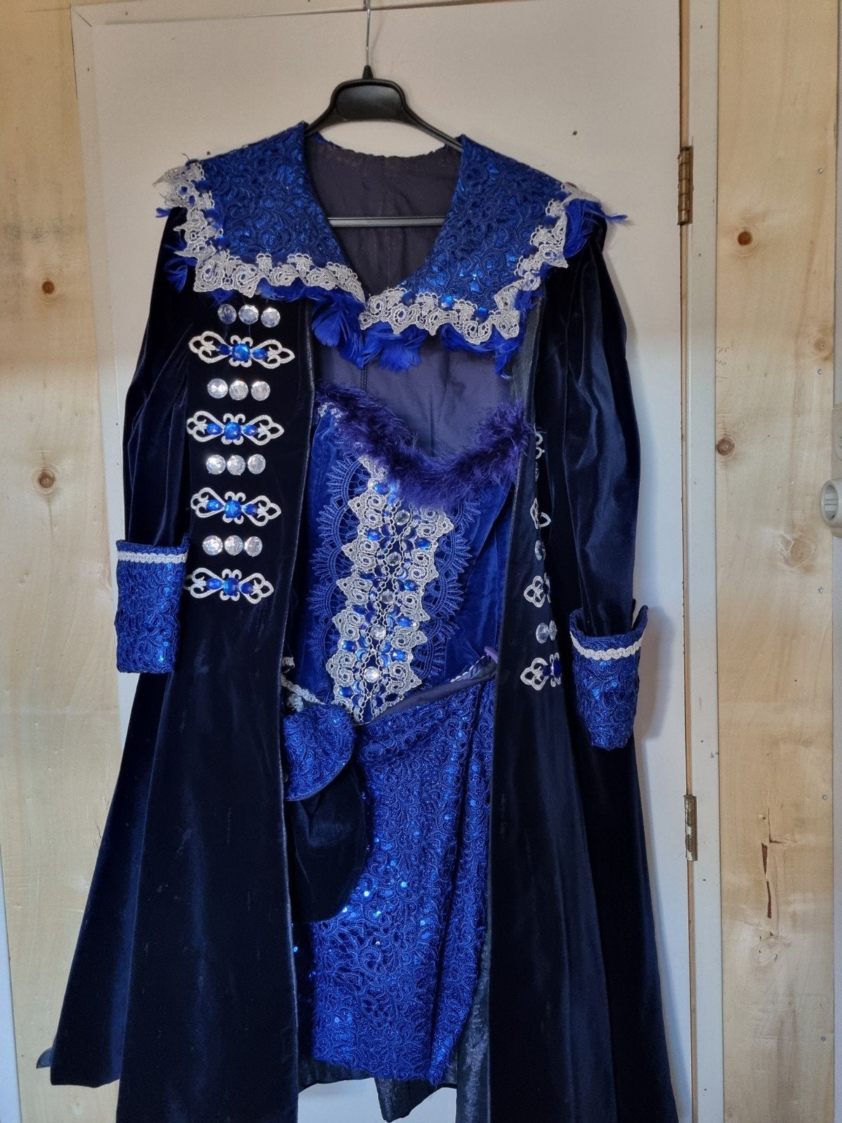 Dames Carnavalspak 4-delig Blauw - Korset, Rok, Jas, Cap, Ophalen of Verzenden, Gedragen, Carnaval, Kleding