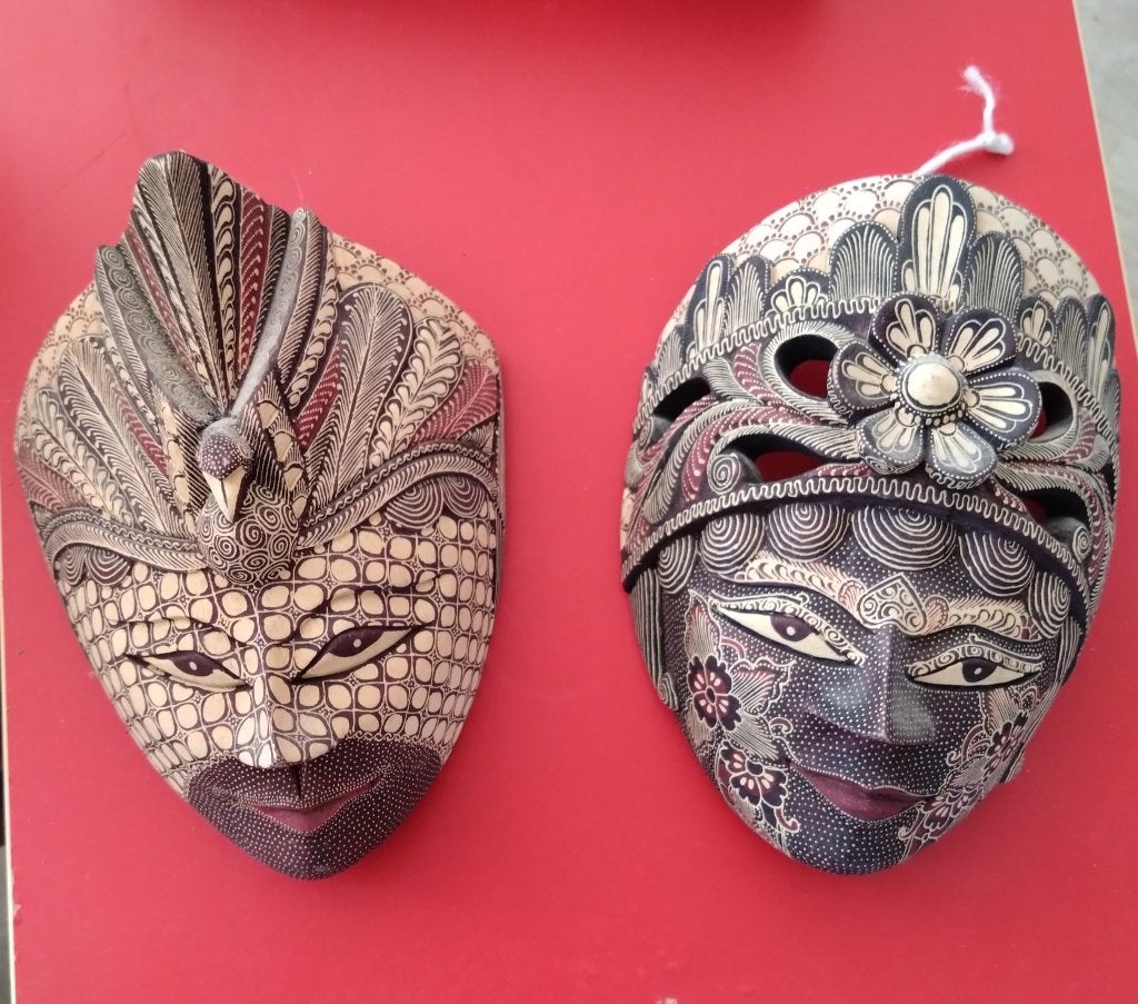 Balinees houtsnijwerk, mask, vogel mask, batik, albasia, Ophalen, Overige onderwerpen, Masker, 20 - 50 cm