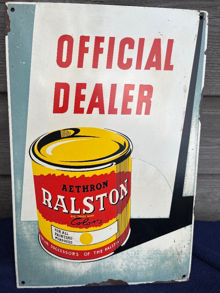 Ralston verf oud reclamebordje jaren 50/60, Ophalen of Verzenden, Gebruikt, Reclamebord