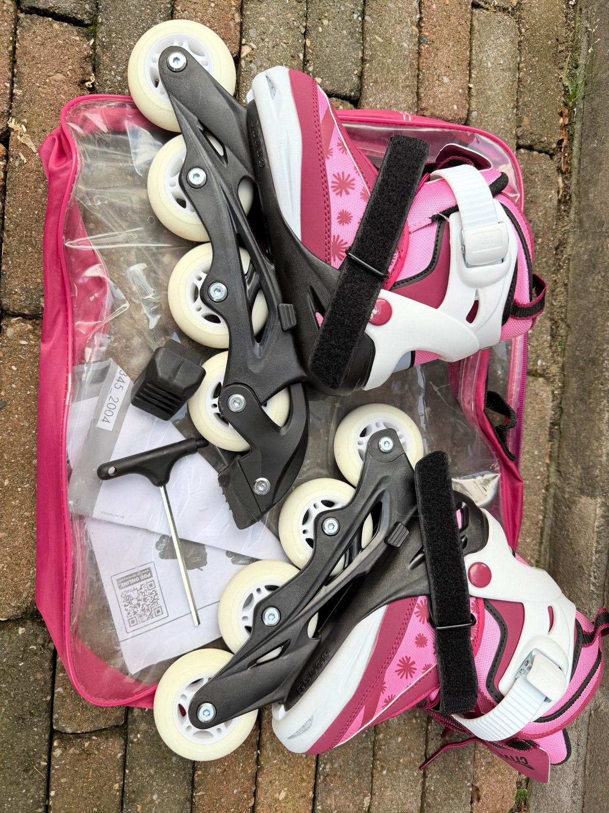 Roze verstelbare inline skates maat 29-33 met tas, Kinderen en Baby's, Ophalen, Verstelbaar, Gebruikt, Kinderen
