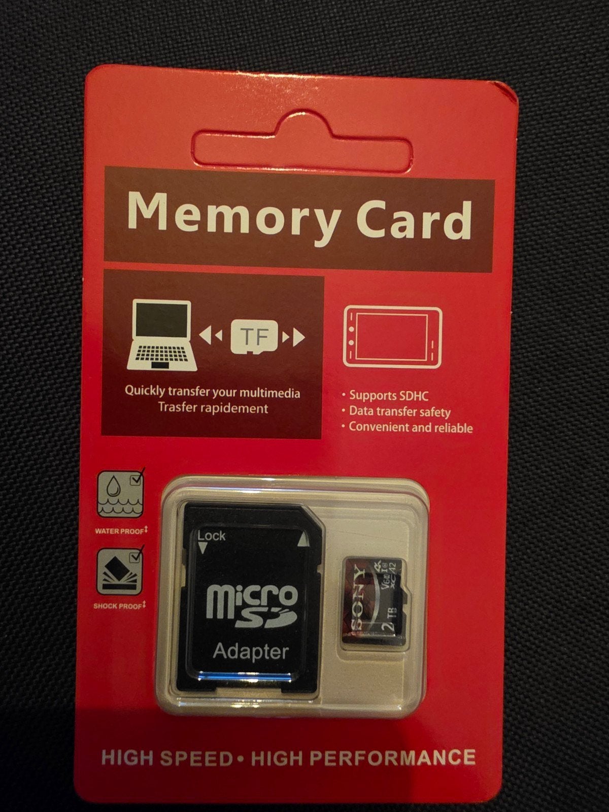 Sony Micro SD Kaart 2TB met Adapter - water & Schokbestendig, Audio, Tv en Foto, Fotografie | Geheugenkaarten, 1 TB of meer, Videocamera