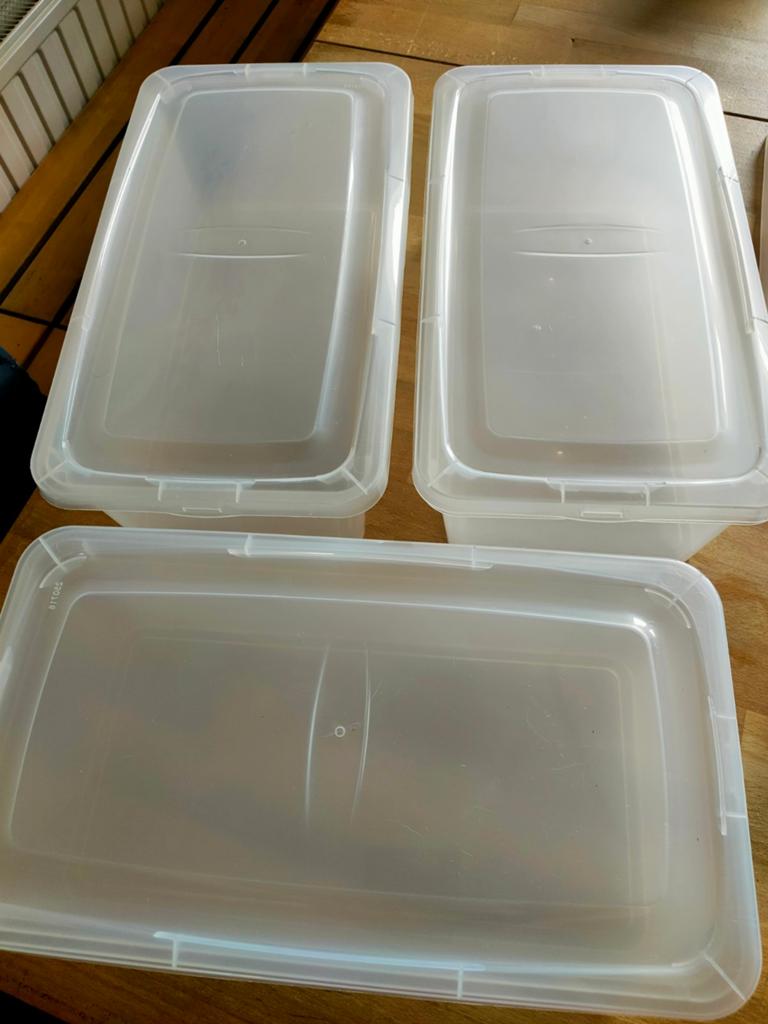 3 nieuwe doorzichtige opbergbakken incl deksel, Ophalen, Nieuw