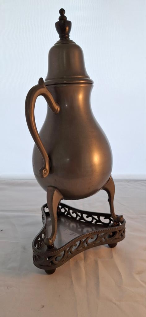 Tinnen koffie/thee pot met kraan en onderstel, Antiek en Kunst, Antiek | Tin, Ophalen of Verzenden