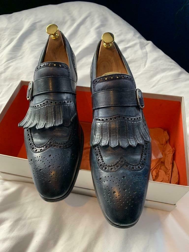 Santoni gesp schoenen met blauwe kleur maat 8 ( 42 ), Kleding | Heren, Schoenen, Santoni, Verzenden, Blauw, Gespschoenen