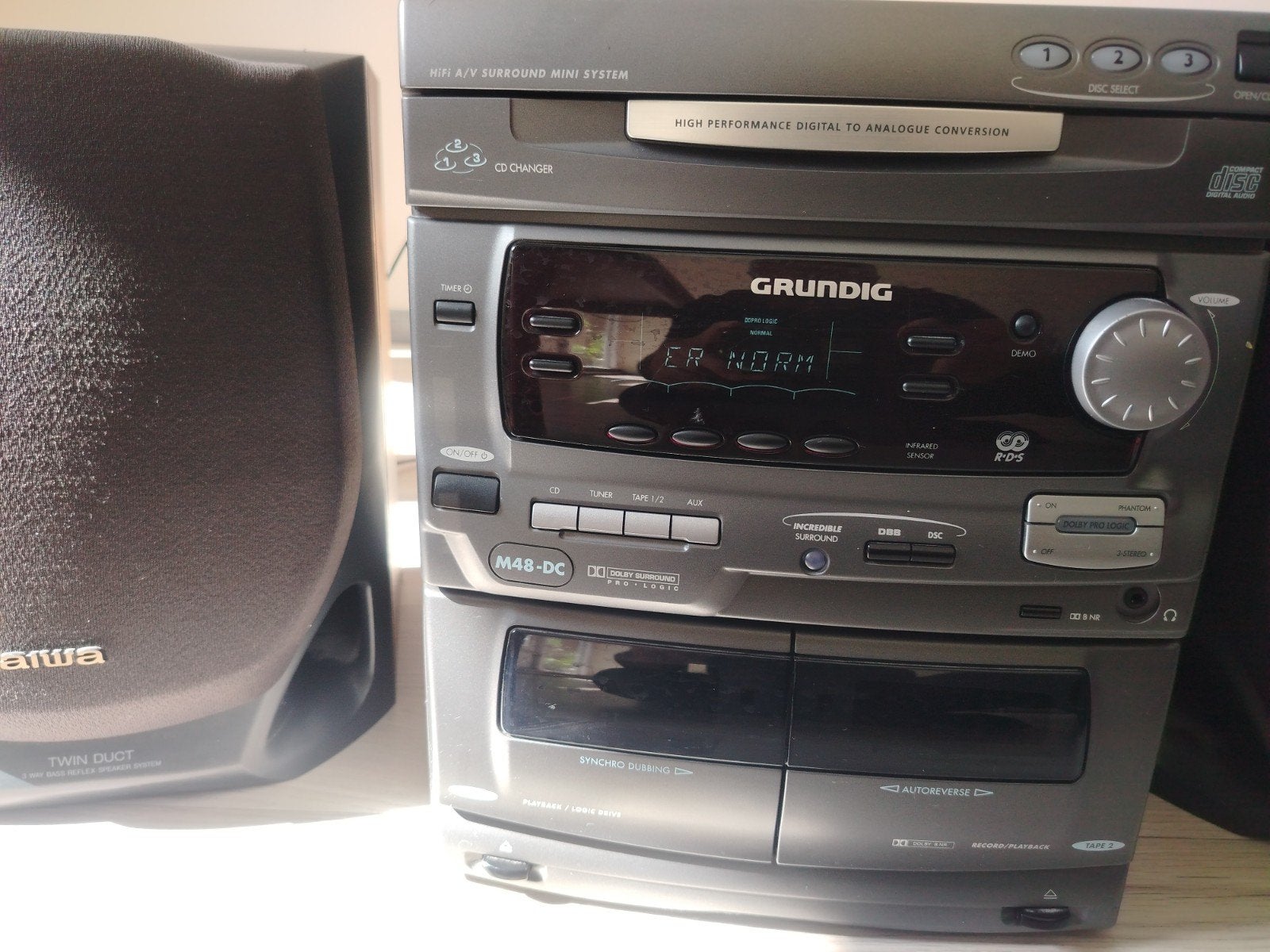 Grundig M48-DC Hifi-set met Aiwa speakers, Gebruikt, Tuner of Radio, Microset, Ophalen