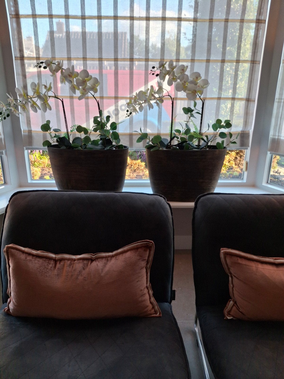 Set van 2 kunst orchideeën in pot - Wit/Groen, Huis en Inrichting, Ophalen, Binnen, Met pot of vaas, Kunstplant