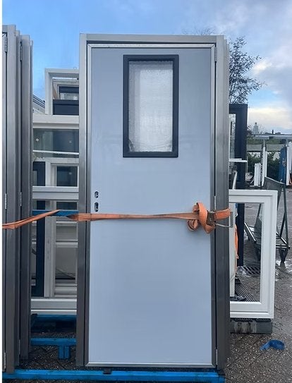 Rvs kozijn met kunststof deur, Kunststof, Gebruikt, Deurkozijn, 150 tot 225 cm