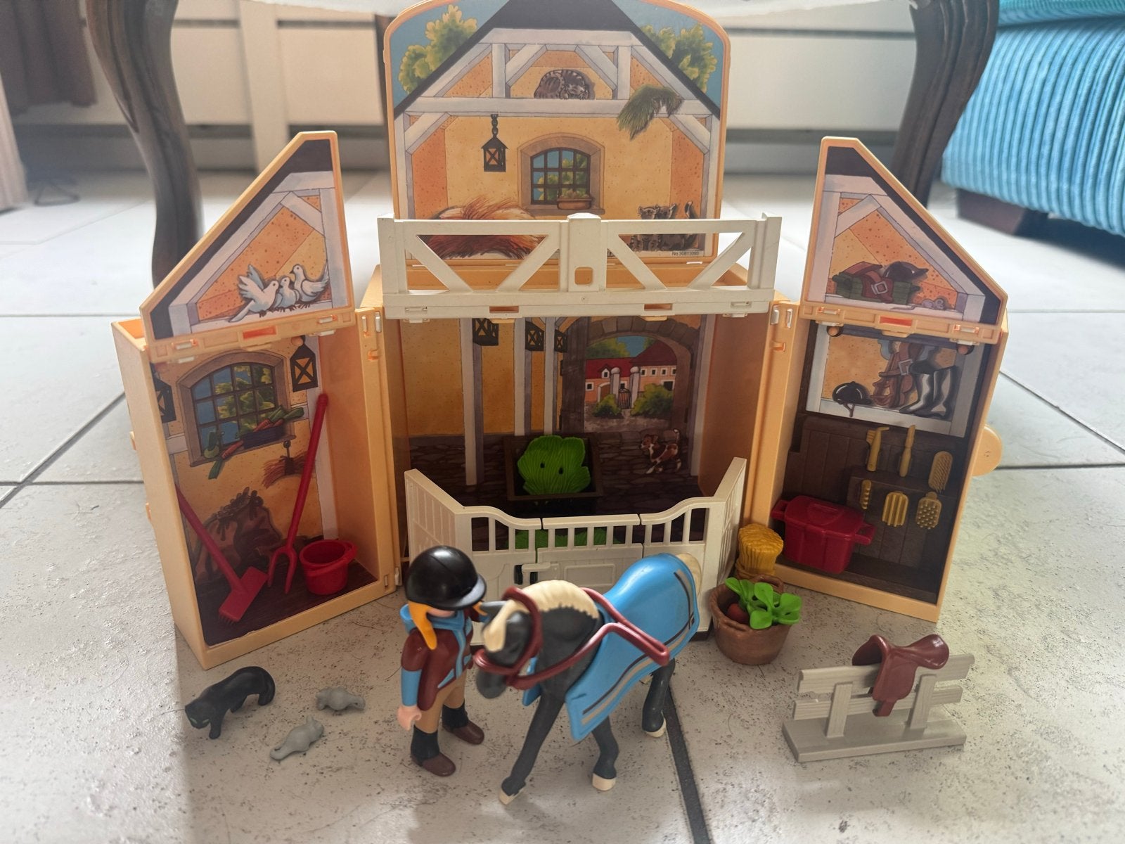 Playmobil Paardenstal met ruiter en paard (mist vogelnestje), Kinderen en Baby's, Speelgoed | Playmobil, Gebruikt, Gebouw, Complete set