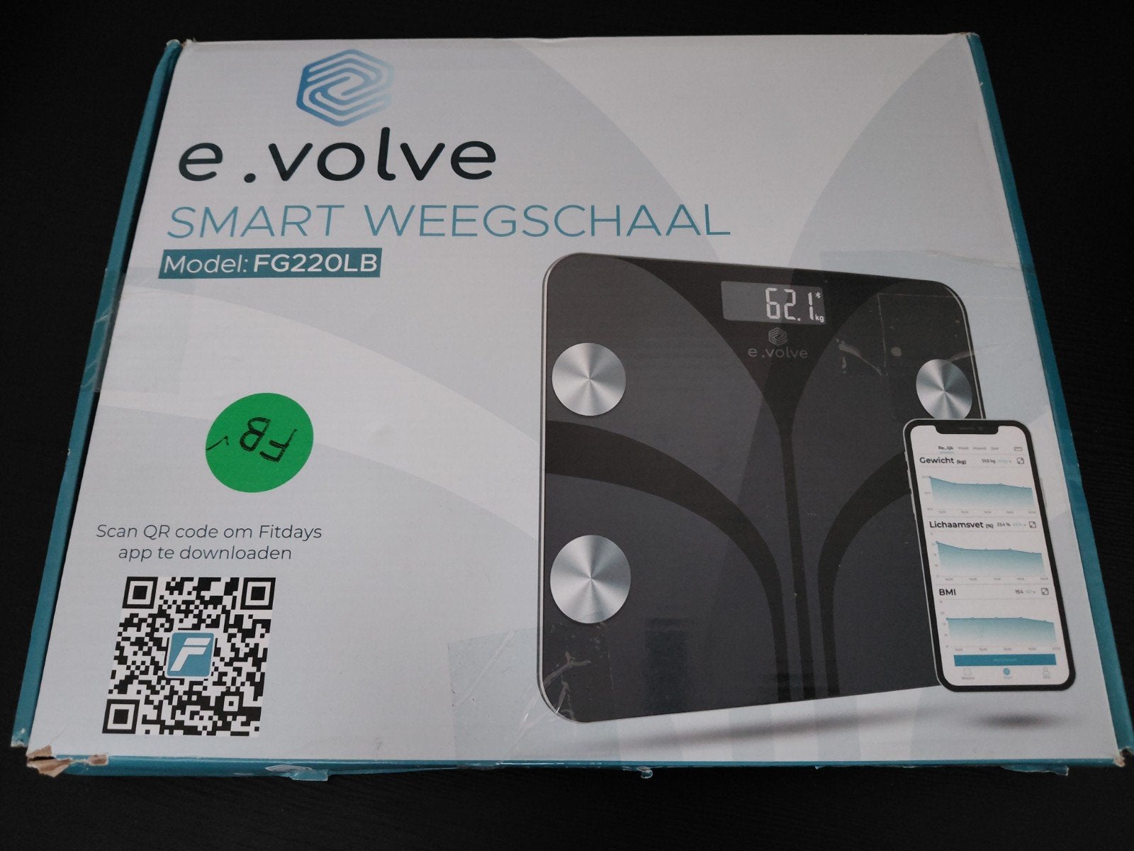 Nieuwe smart weegschaal van e.volve, Witgoed en Apparatuur, Weegschalen, Nieuw, Digitaal, Personenweegschaal, 1 tot 500 gram, 100 kg of meer