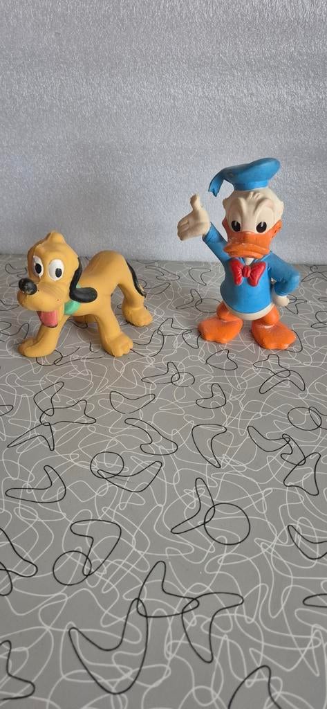 Pluto en Donald Duck rubberen figuren jaren '60/'70, Verzamelen, Ophalen of Verzenden, Gebruikt