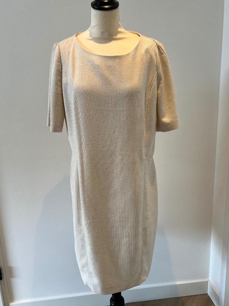 ZGAN cream wit Benetton jurk 1/2 mouw maat M L 38 40 creme, Kleding | Dames, Jurken, Maat 38/40 (M), Benetton, Wit, Ophalen of Verzenden
