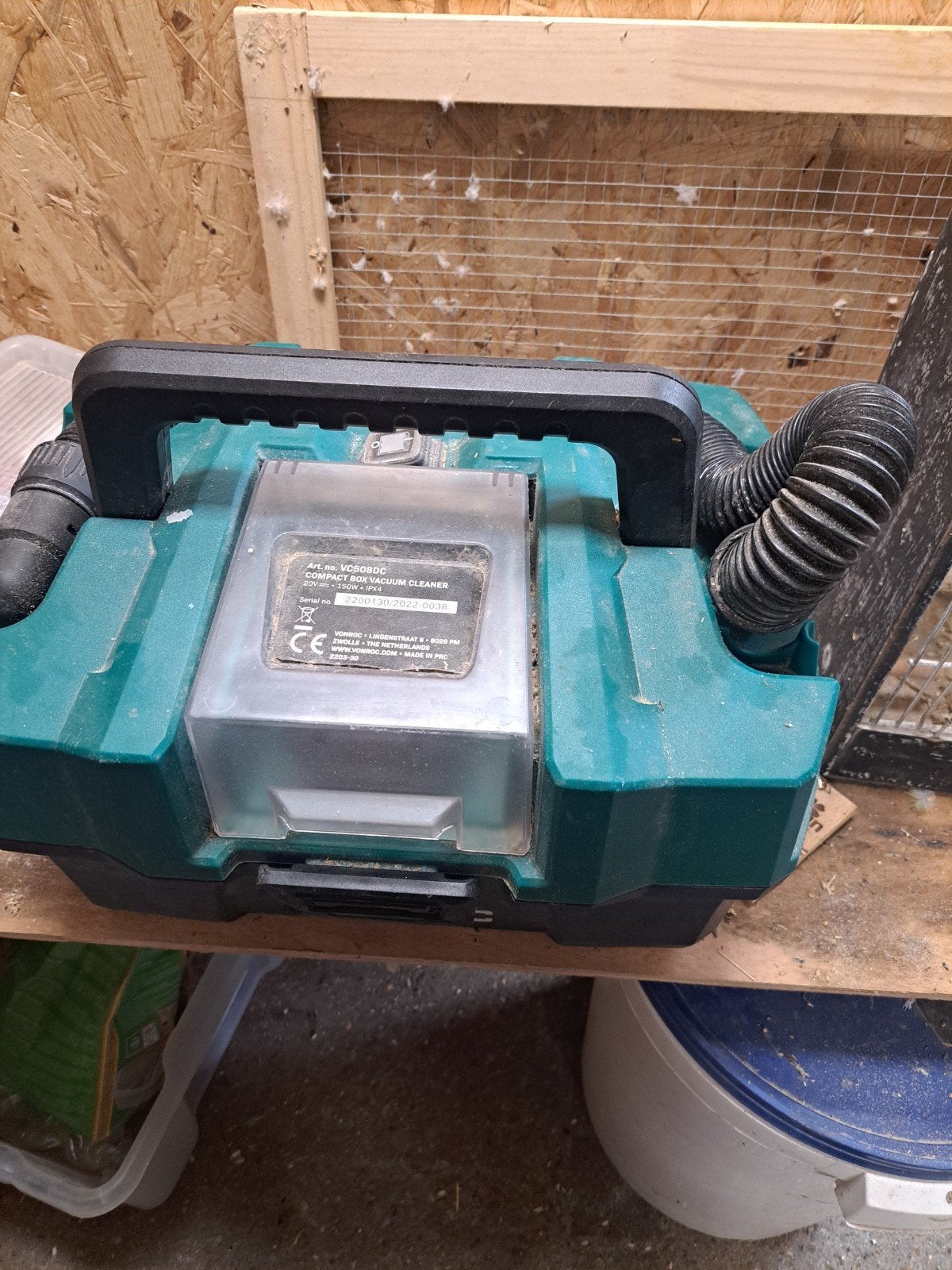 Vonroc VC508DC Compacte Accu Stofzuiger 20V 150W, Overige merken, Gebruikt, Draadloos, Ophalen of Verzenden