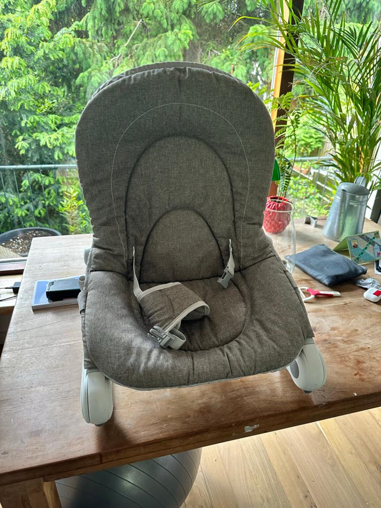 Comfortabele wipstoel voor baby's - Grijs, Kinderen en Baby's, Wipstoeltjes, Gebruikt, Wipstoel, Met gordel(s) of riempje(s), Ophalen