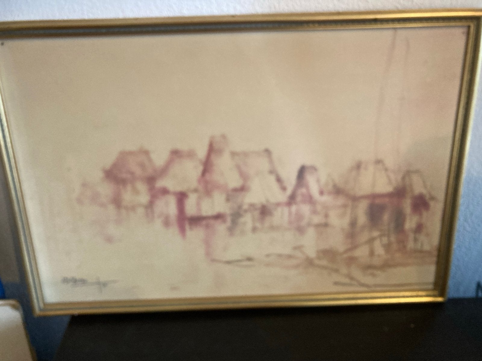 Aquarel paalwoningen Filippijnen - Jose D. Castro (1960), Ophalen of Verzenden