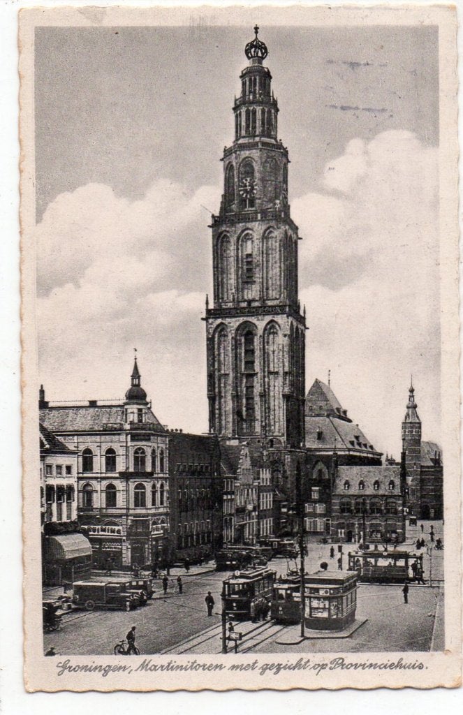 Groningen Martinitoren, Verzamelen, Ansichtkaarten | Nederland, Ophalen of Verzenden, 1940 tot 1960, Gelopen, Groningen