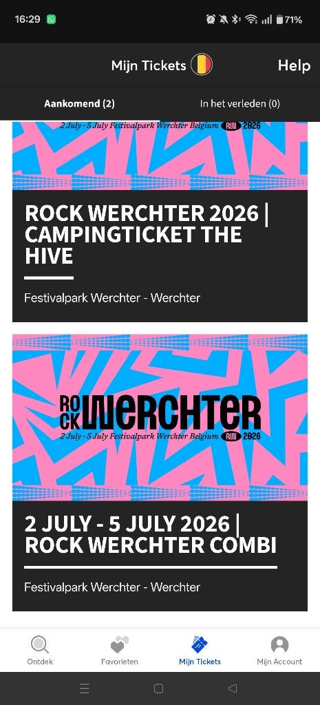 Rock Werchter 2026 4-Dagen Ticket + The Hive Camping, Eén persoon, Meerdaags