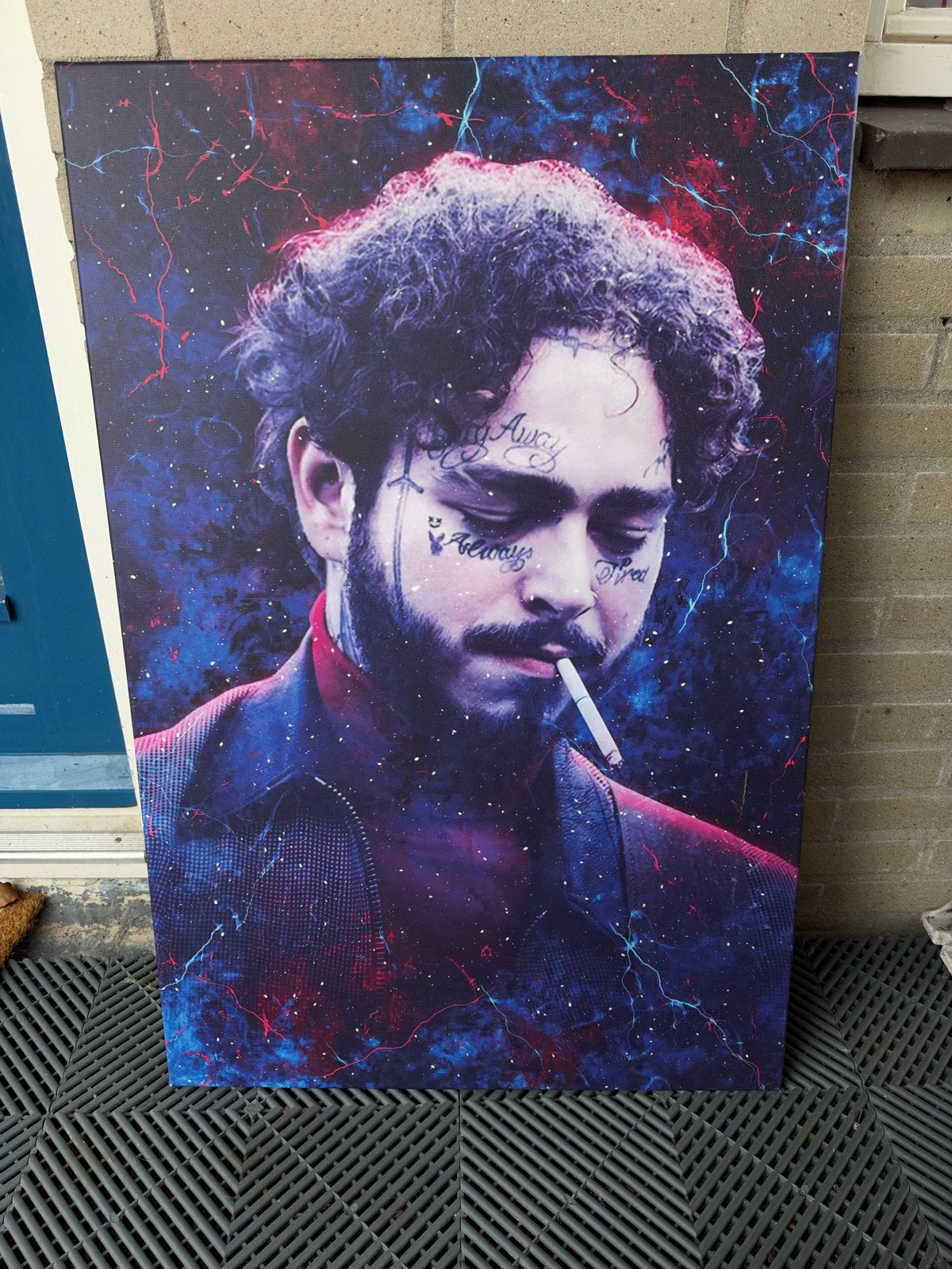 Post Malone Canvas Schilderij - Artaza 90x60 cm, Ophalen of Verzenden, Print, Op houten frame, Portret