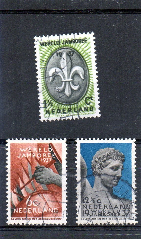 NVPH 293-295 Gestempeld Jamboree 1937, Postzegels en Munten, Ophalen of Verzenden, T/m 1940, Gestempeld