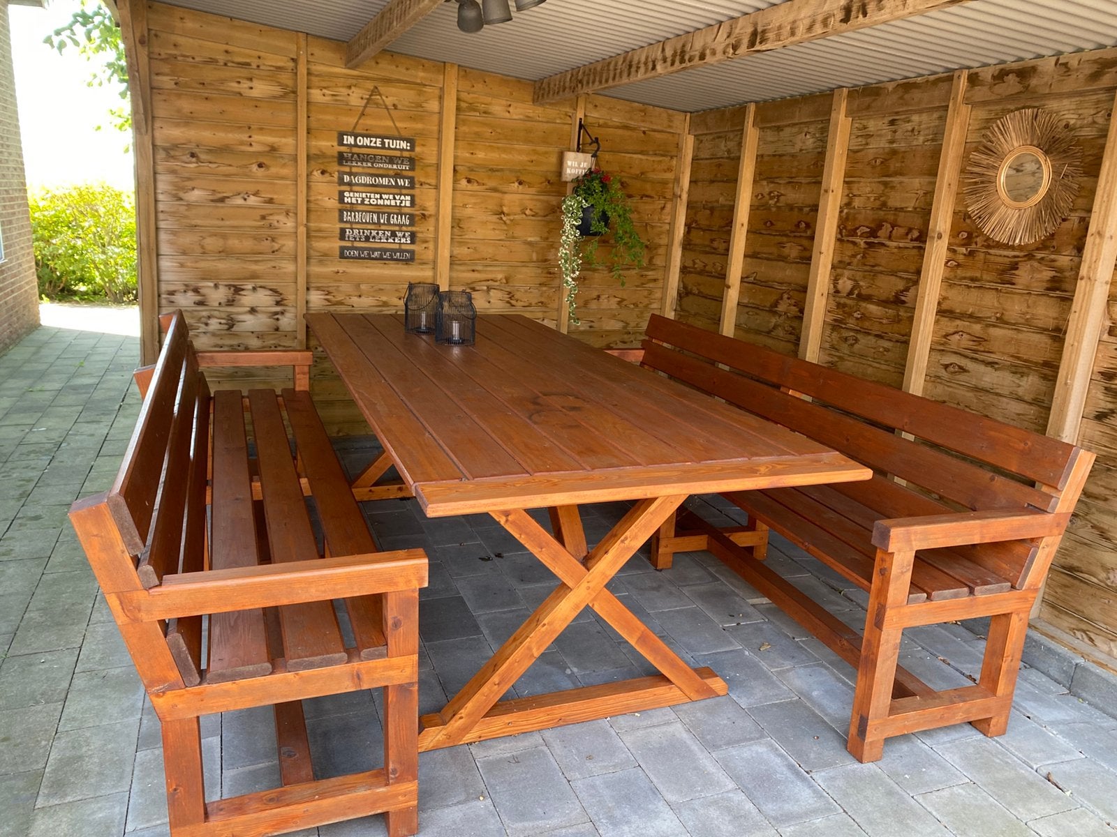 Tuinset , stevig en robuust, Tuin en Terras, Ophalen, Gebruikt, 8 zitplaatsen, Bank