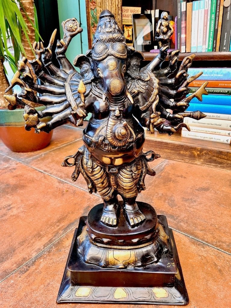 VIRA GANAPATI (GANESHA) BEELD BRONS 60 CM (18,6 KG)!, Ophalen, 50 - 100 cm, Brons, Azië