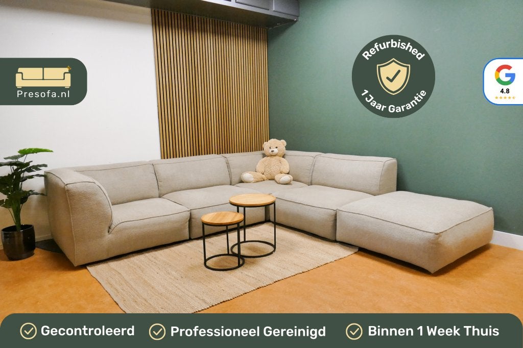 Modulaire Hoekbank DYYK Beige/Taupe Bouclé [Refurbished], 250 tot 300 cm, -, Lounge, -