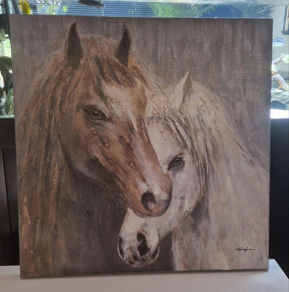 Canvas Schilderij Paarden, Ophalen, Zo goed als nieuw, Schilderij, 75 tot 100 cm