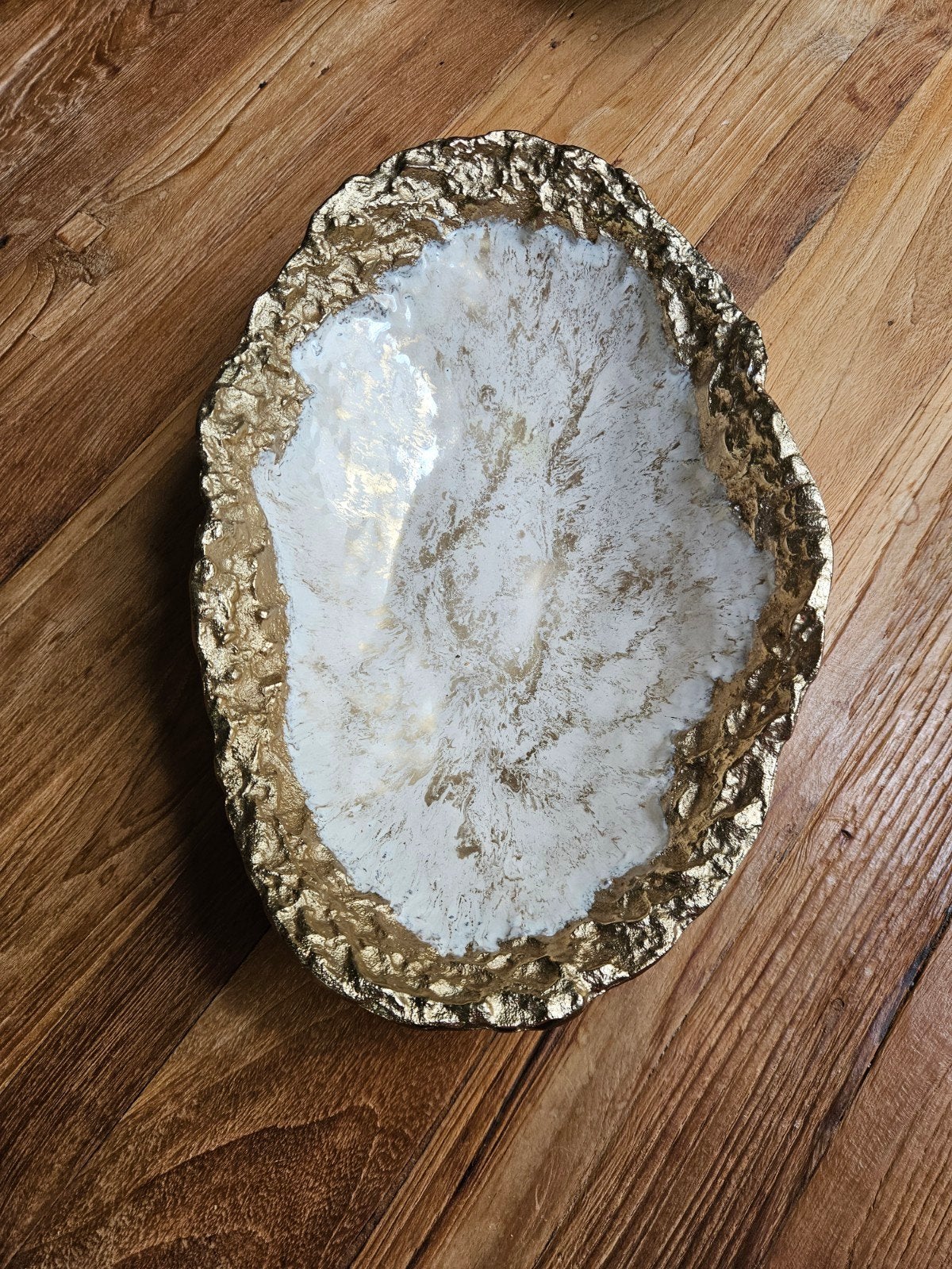 PTMD Living Home Decoratieve Schaal Goud Creme, Overige materialen, Schaal, Ophalen of Verzenden, Zo goed als nieuw