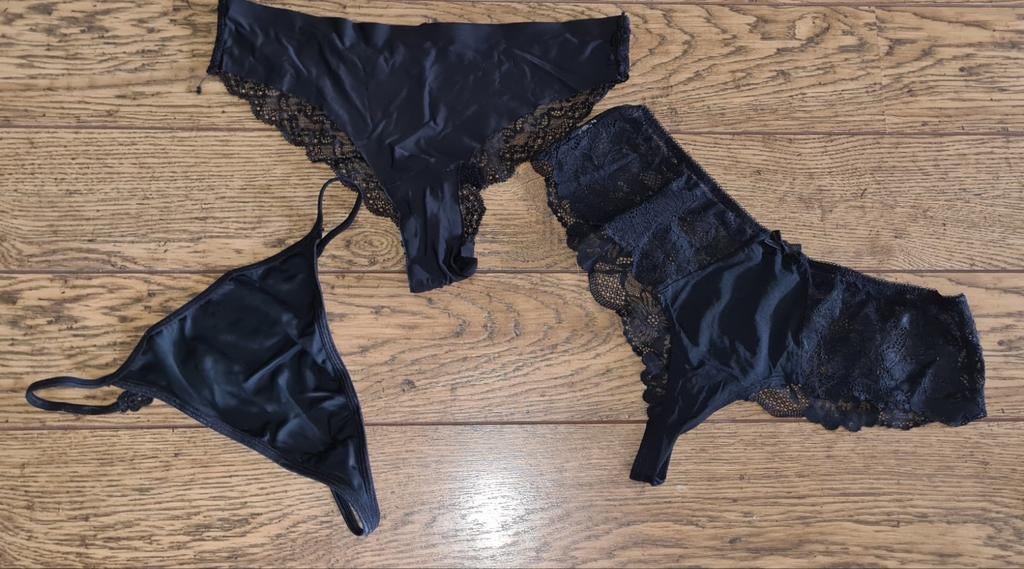 Zwarte string/hipster M, Kleding | Dames, Ondergoed en Lingerie, Ophalen of Verzenden, Zwart, String