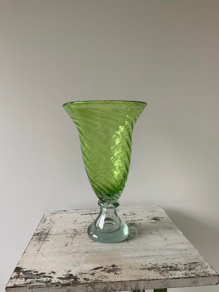 Grote vintage Murano groene glazen vaas, Ophalen