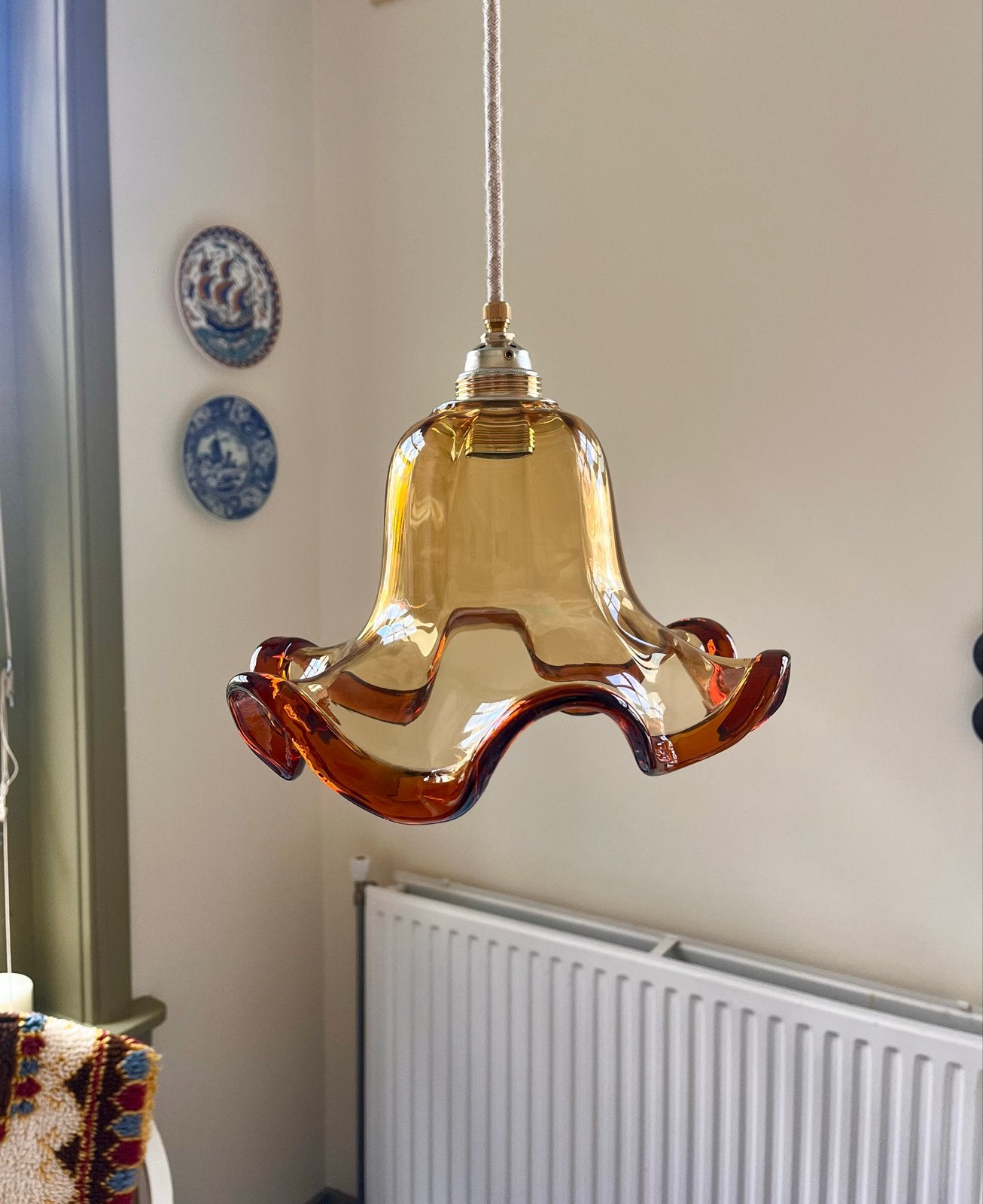 Murano glazen hanglamp - Italië, Huis en Inrichting, Lampen | Hanglampen, Ophalen of Verzenden, Gebruikt, Glas, E27 (groot)