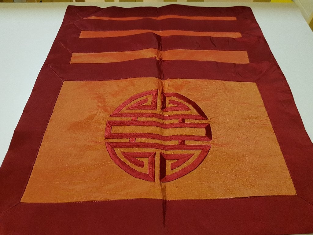 Placemats chinees motief 4 stuks roodoranje 43 x 30 cm, Ophalen