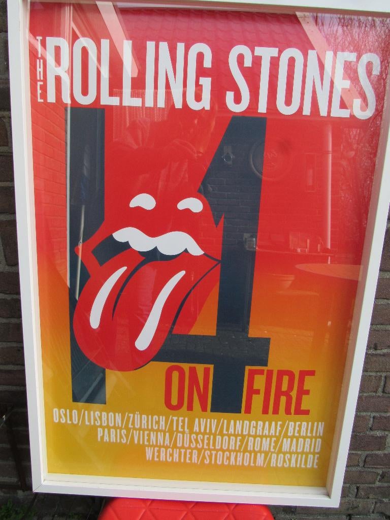 ROLLING STONES POSTER 14 ON FIRE TOUR, Verzamelen, Met lijst, Ophalen of Verzenden, Zo goed als nieuw, A1 t/m A3