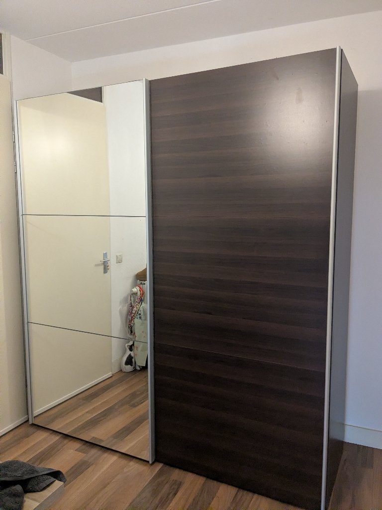 Kledingkast met grote schuifdeuren, Gebruikt, 200 cm of meer, 150 tot 200 cm, Modern