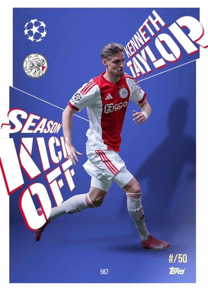 Kenney Taylor Topps Season Kick off /50, Verzenden, Zo goed als nieuw, Ajax, Spelerskaart