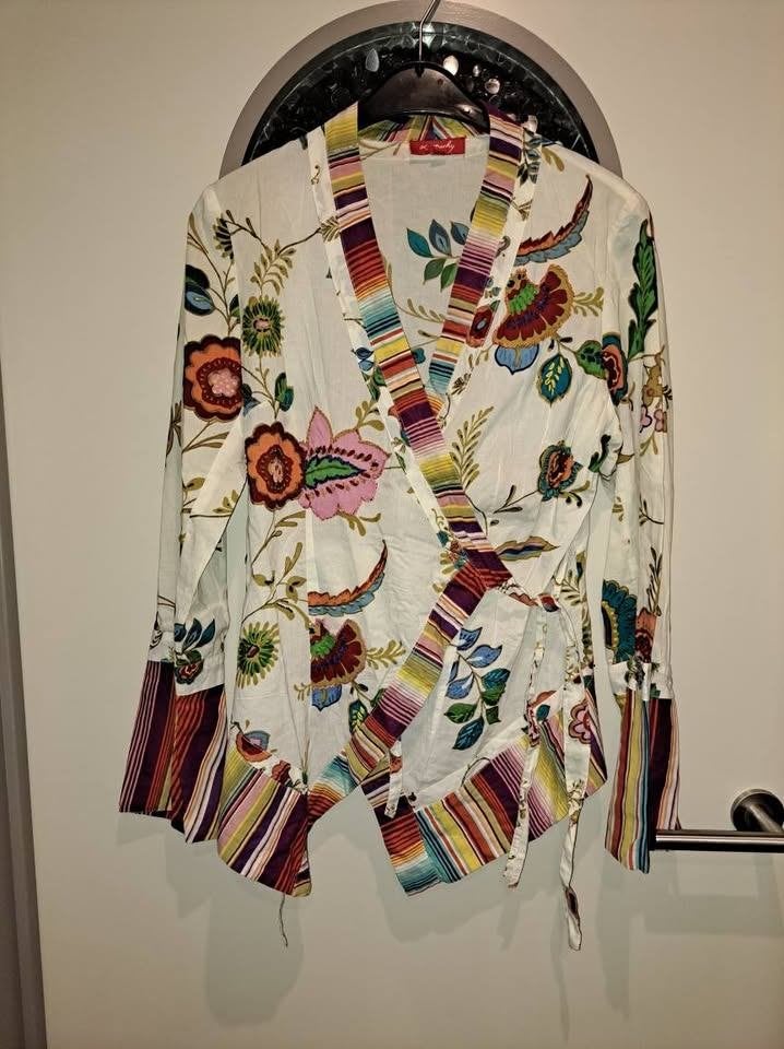 Derhy blouse met bloemenprint, 100% katoen, Mt S, Meerkleurig, Derhy, Ophalen of Verzenden, Zo goed als nieuw