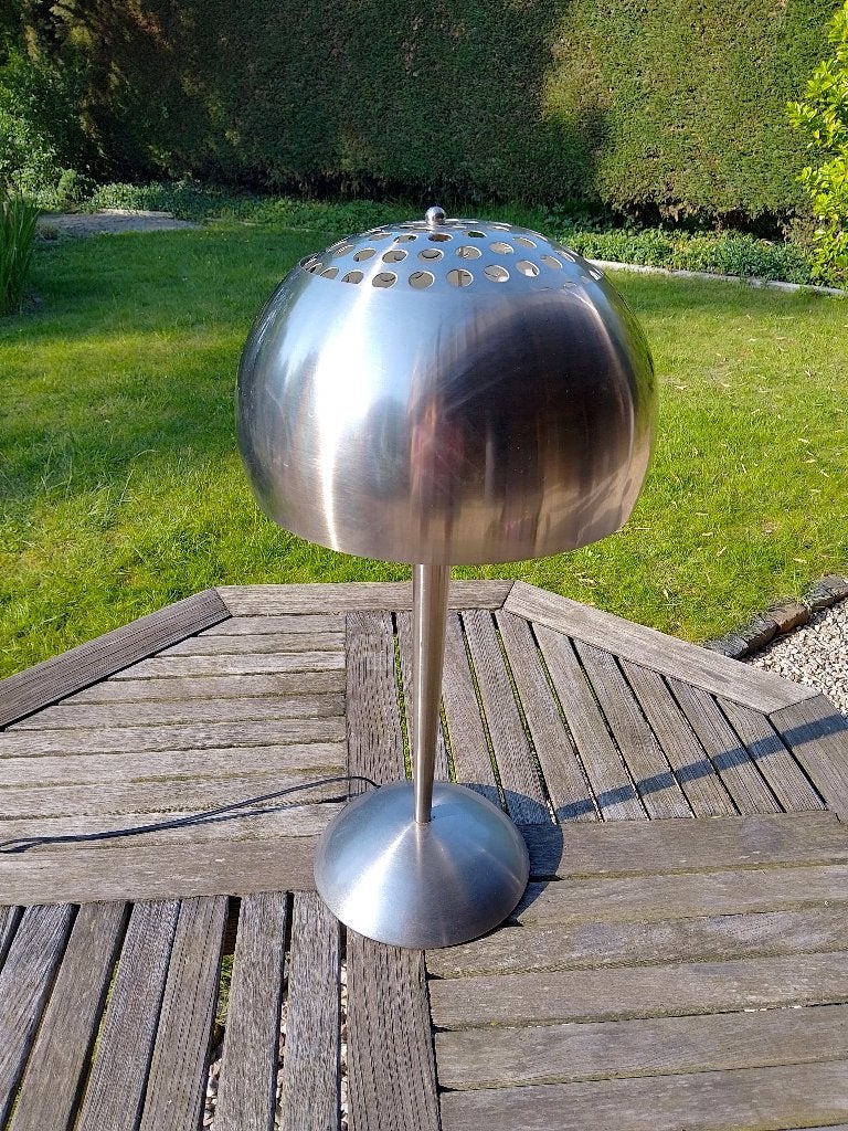 Moderne paddenstoel tafellamp in chrome space age inspiratie, Paddenstoellamp, Met schakelaar, Zo goed als nieuw, 40 cm