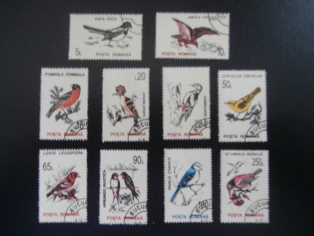 ROEMENIE 1993; serie (10 ) VOGELS, Verzenden, Gestempeld, Dier of Natuur