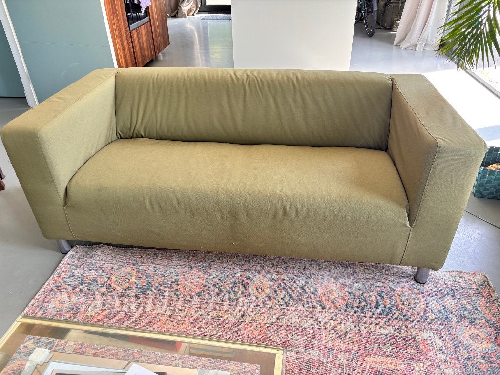 Klippan 2-zits bank – groen – afneembare hoes, Ophalen, Gebruikt, 150 tot 200 cm, Tweepersoons