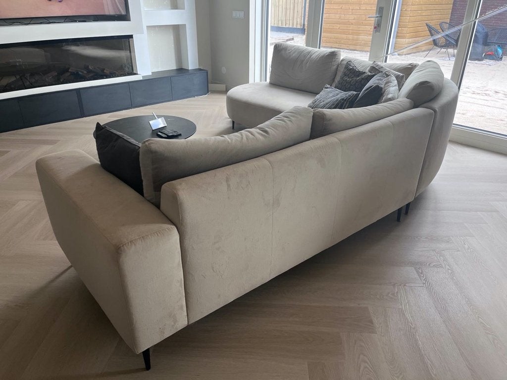 Hoekbank SEVN Danique - stof Juke (mat velvet) - kleur beige, Ophalen, Zo goed als nieuw, Stof