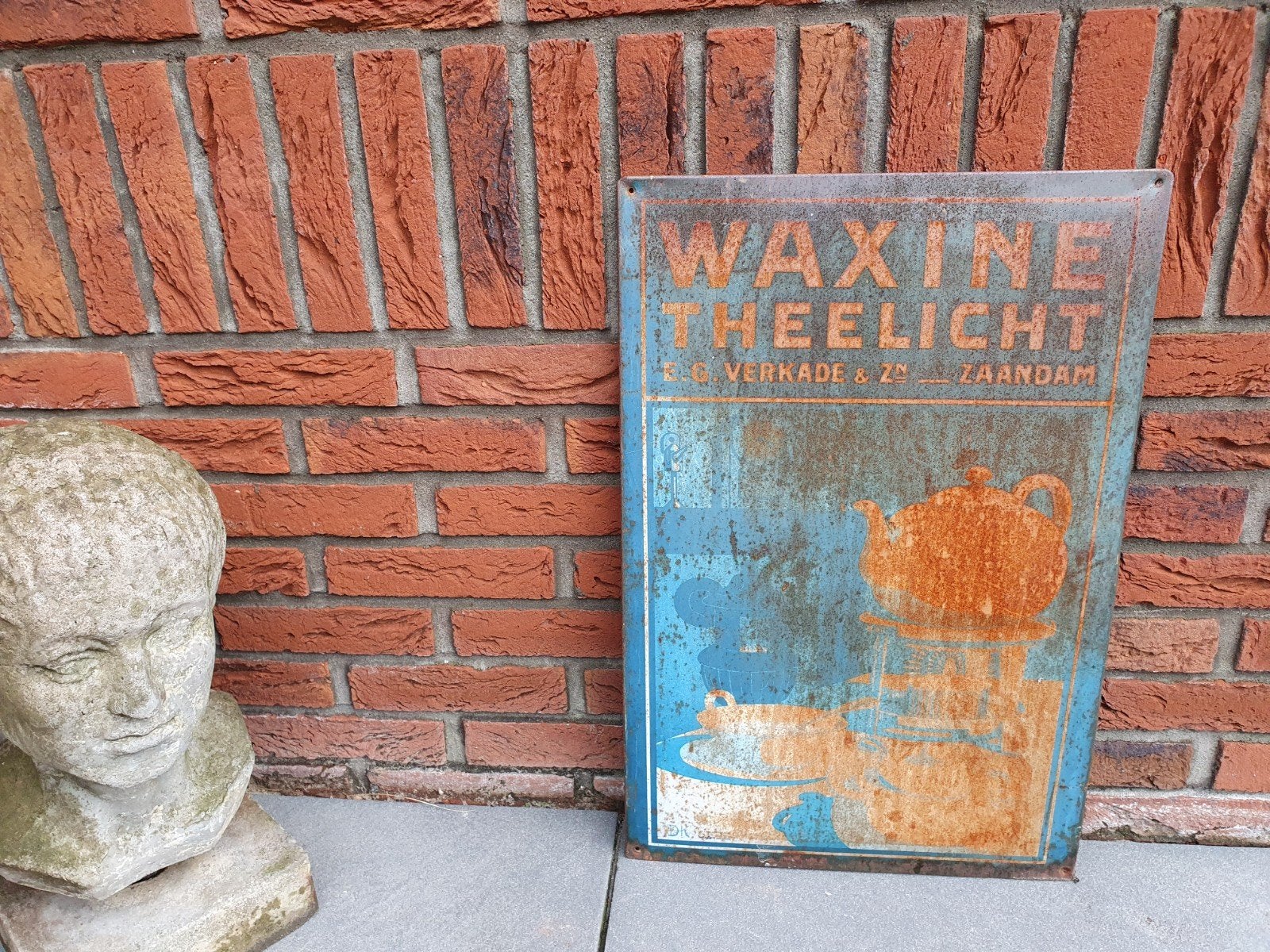 Waxinelichtje Theelicht E.G.Verkade & Zn Zaandam reclamebord, Ophalen of Verzenden, Gebruikt, Reclamebord