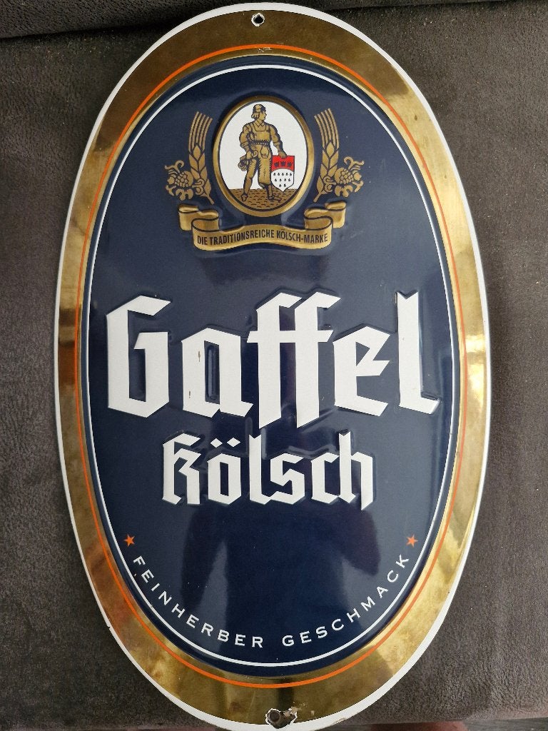 Emailleschild Gaffel Kolsch, Ophalen