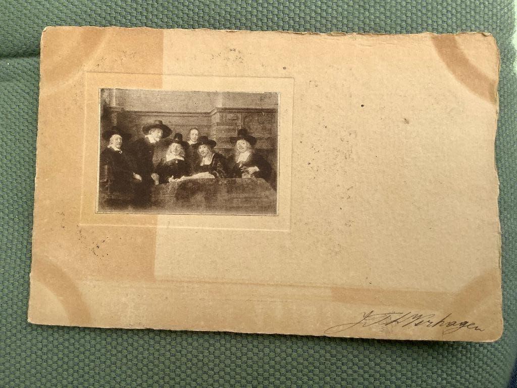 De Staalmeesters, antieke kaart 1904, Antiek en Kunst, Ophalen of Verzenden