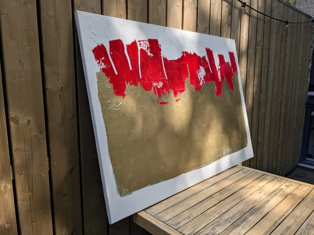 Abstract schilderij door Marjo de Raat. Acrylverf. 2016, Ophalen