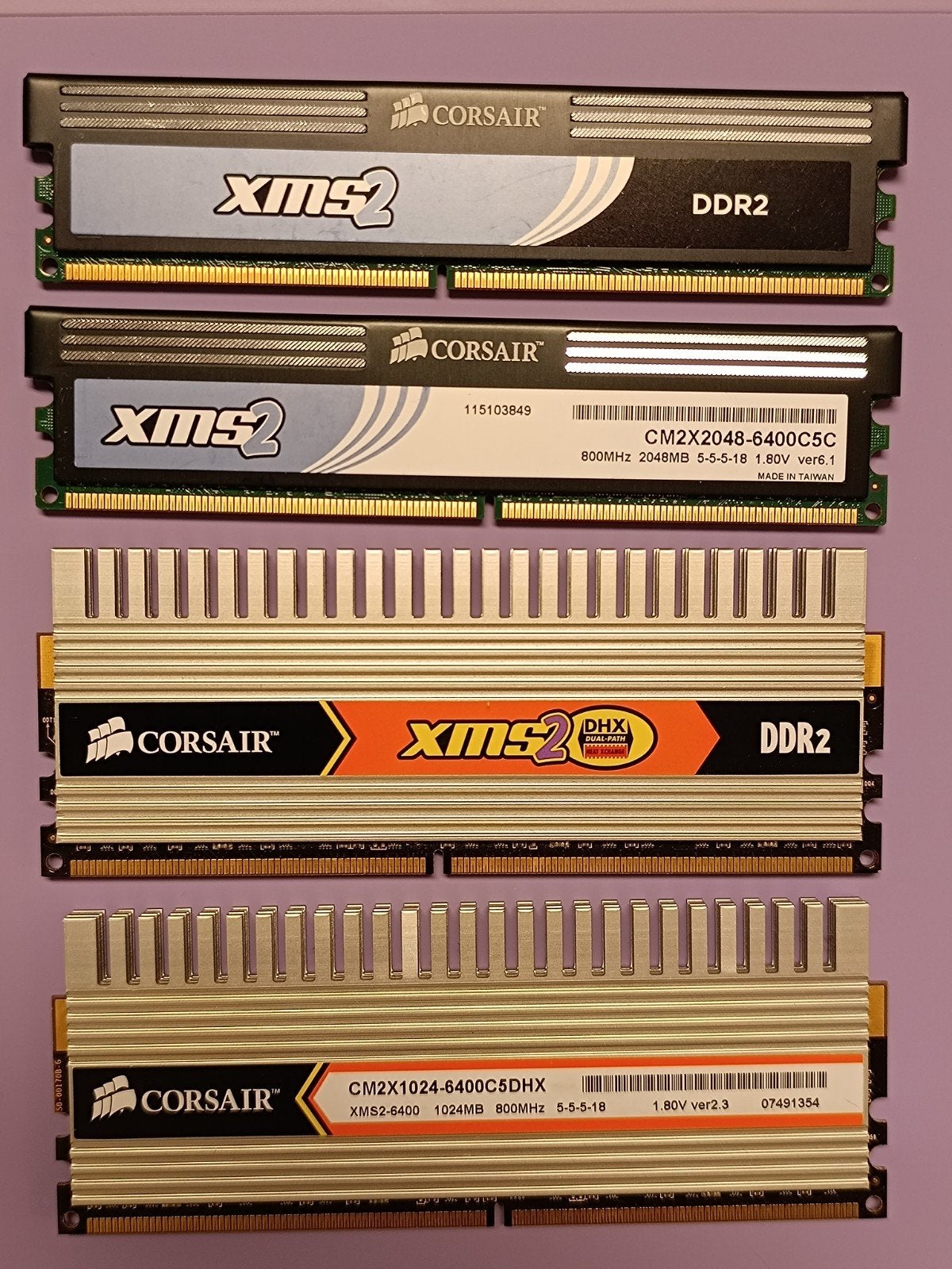 4x DDR2 RAM 1024Mb, 800Mhz, Computers en Software, RAM geheugen, Ophalen of Verzenden, Zo goed als nieuw, DDR2, Desktop