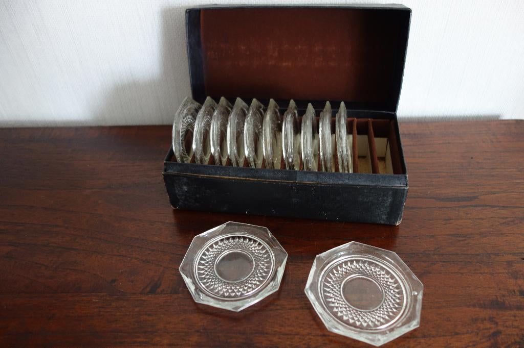 Onderzetters glas 12 stuks, Antiek en Kunst, Curiosa en Brocante, Ophalen of Verzenden