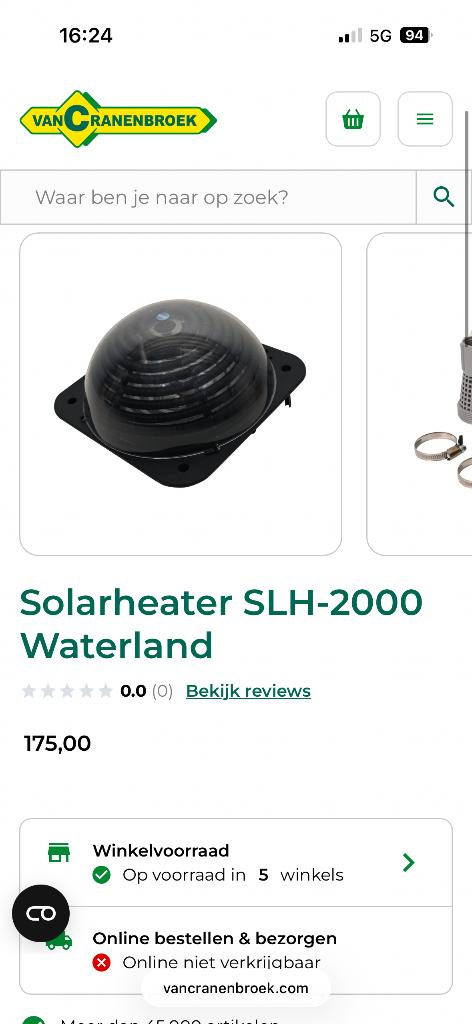 Solarheater SLH-2000 waterland, Tuin en Terras, Ophalen, Zo goed als nieuw, Verwarming