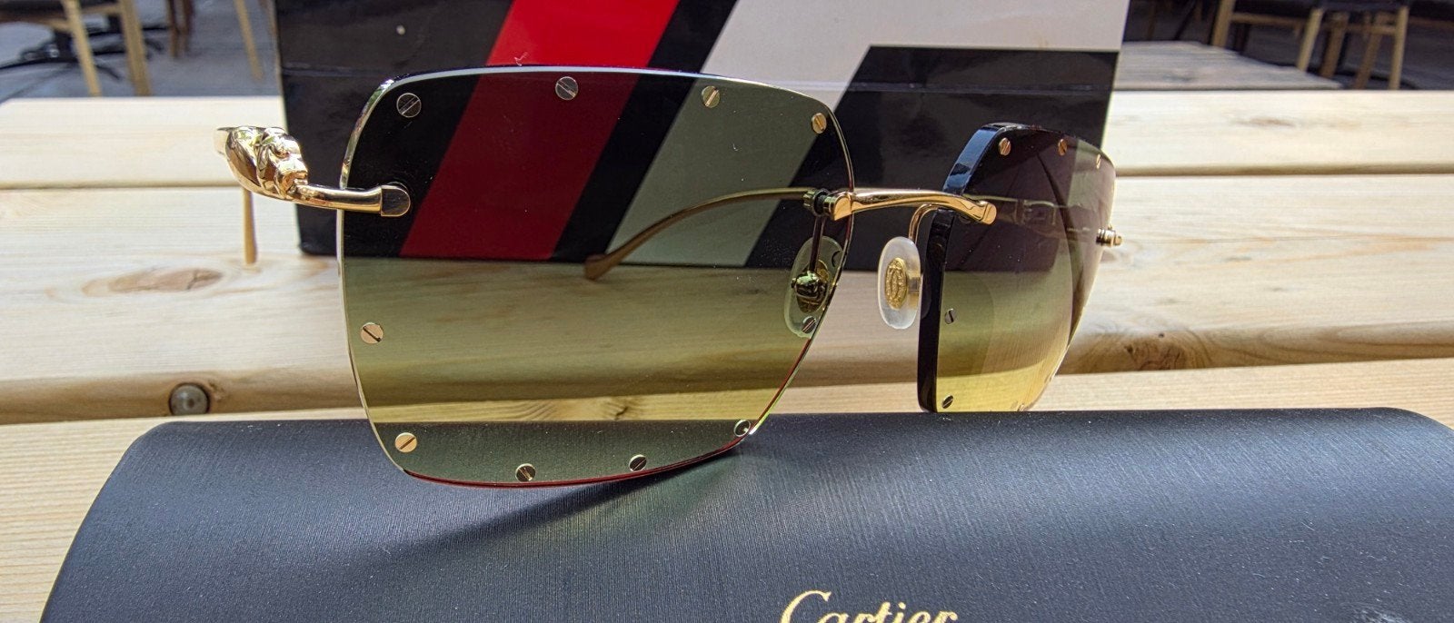 Originele Cartier Panter Zonnebril met Kassabon, Sieraden, Tassen en Uiterlijk, Zonnebrillen en Brillen | Dames, Ophalen of Verzenden