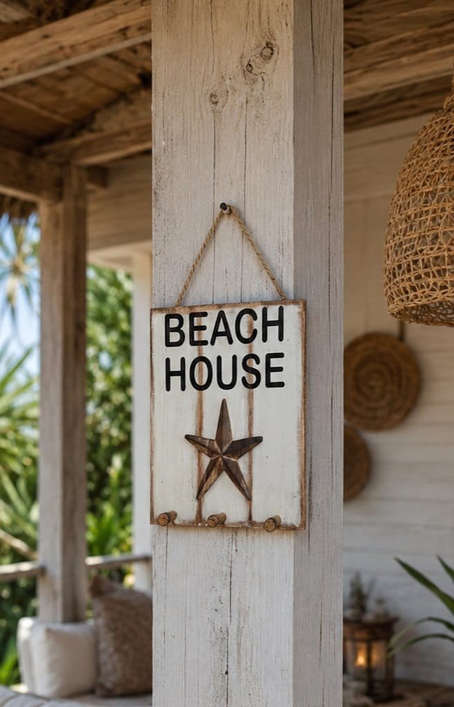 Superleuke Beachhouse kapstok van hout, handgemaakt op Bali, Overige typen, Nieuw, Ophalen of Verzenden, Minder dan 100 cm
