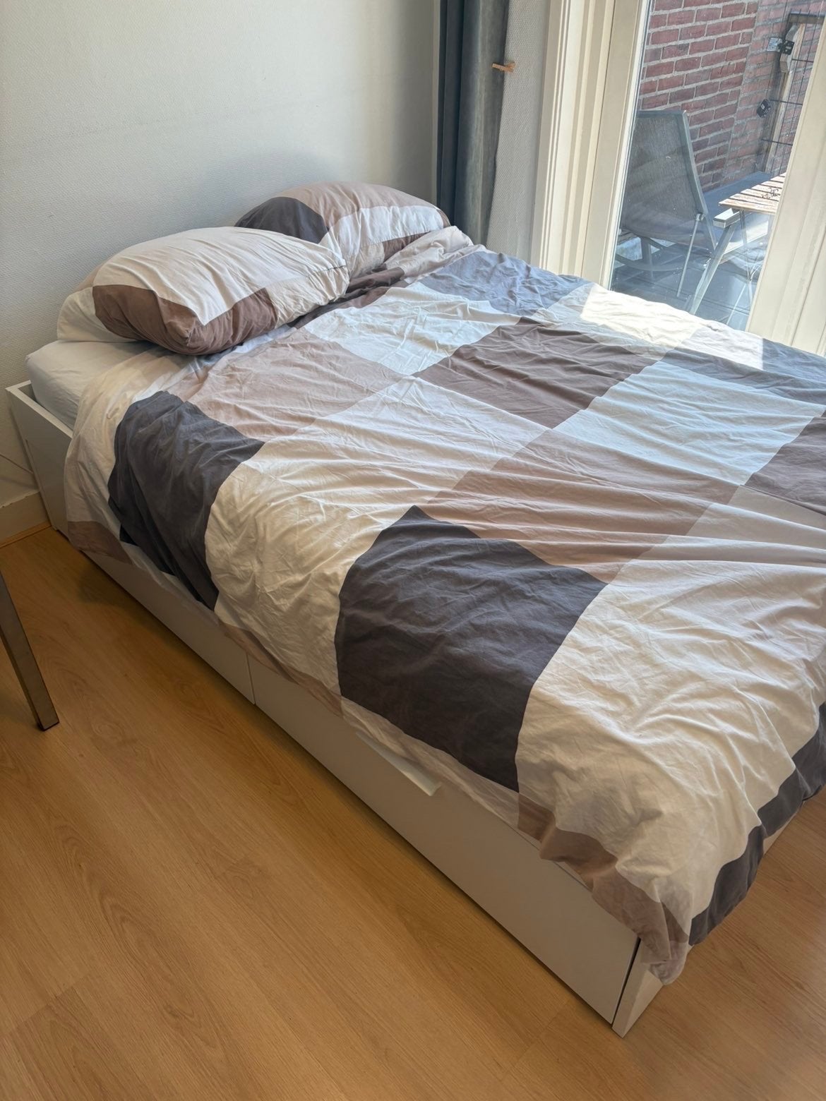 IKEA BRIMNES bed 140x200 met 4 lades, lattenbodem, Ophalen, Wit, Tweepersoons, 140 cm