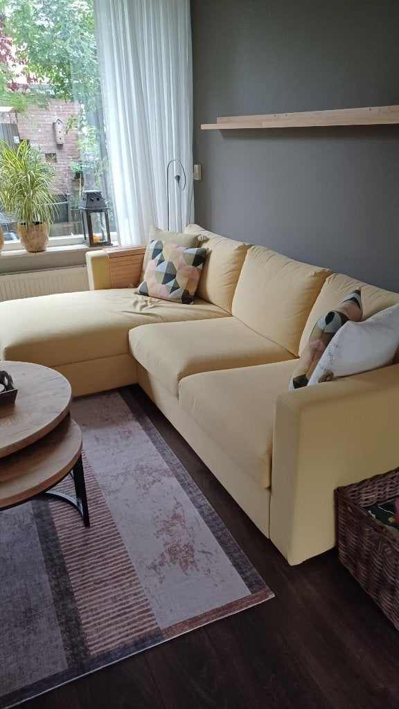 Bank met chaise lounge, Ophalen, Gebruikt, 125 tot 150 cm, Driepersoons